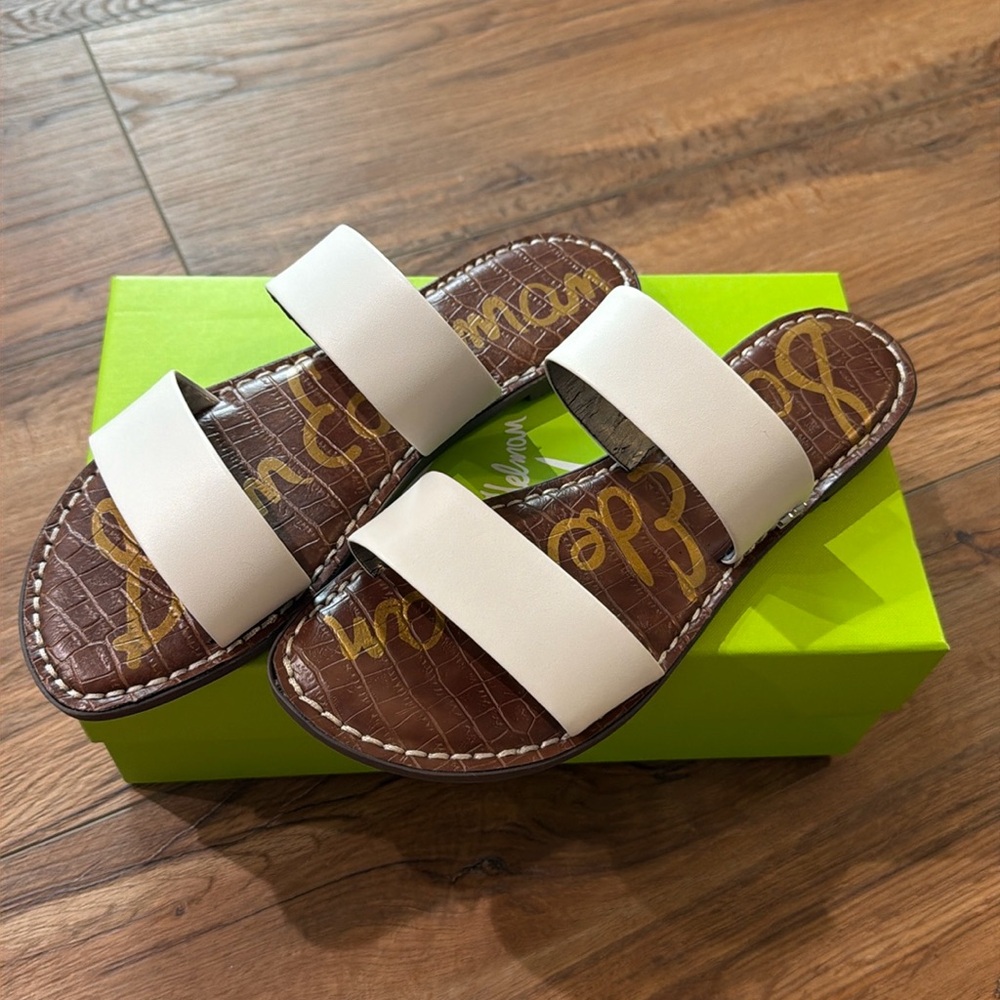 Sam Edelman Cream Double-Band Slide Sandals